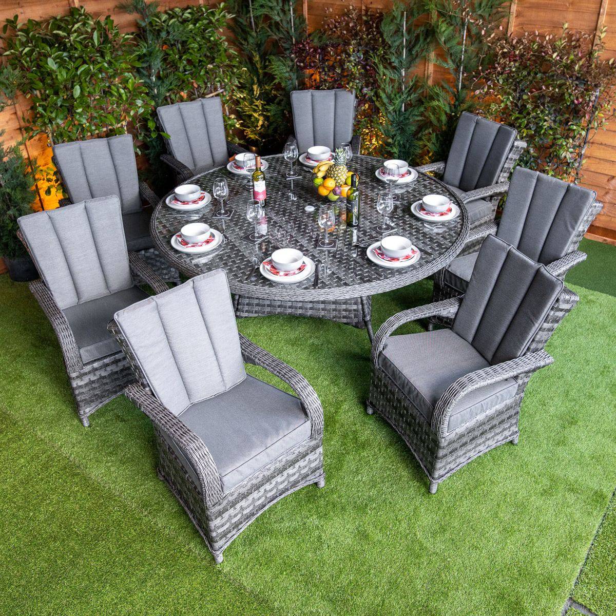 Serena Rattan Tokyo Round 8 Seat Dining Set