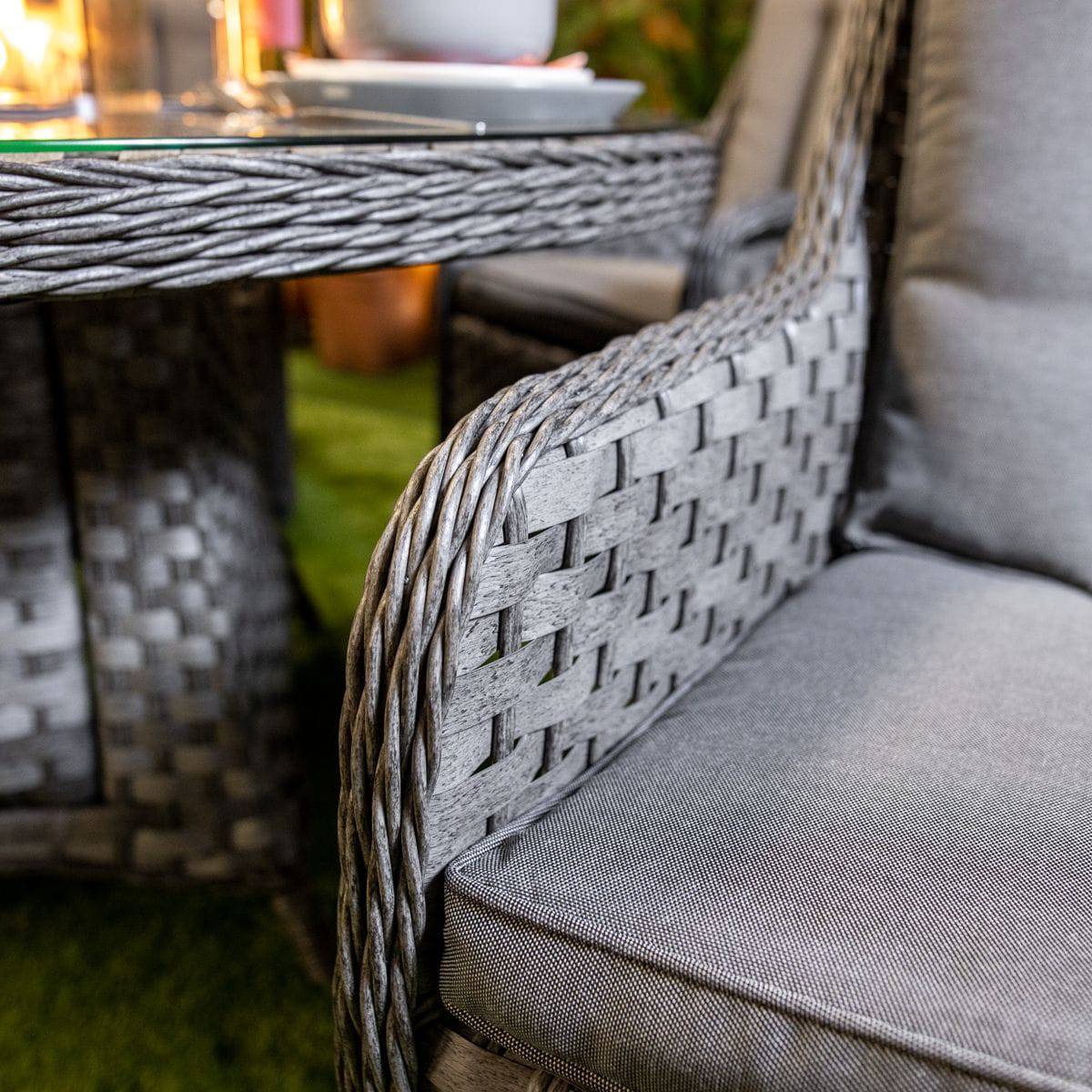 Serena Vienna Round 6 Seater Rattan Garden Furniture with Fire Pit