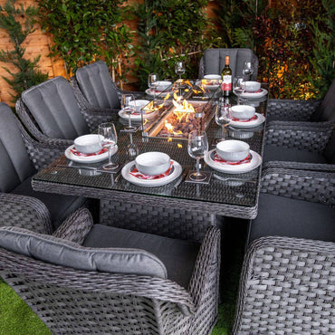 Serena Vienna 8 Seater Rectangular Fire Pit Dining Set
