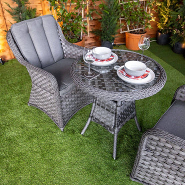 Serena Vienna Bistro Round Rattan Dining Table Set