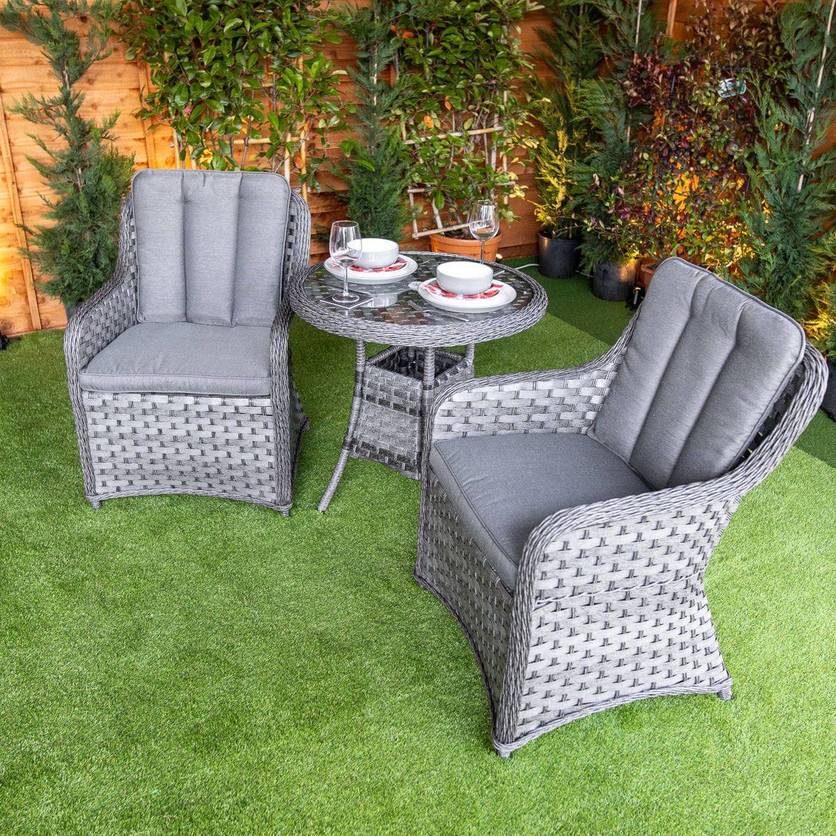 Serena Vienna Bistro Round Rattan Dining Table Set