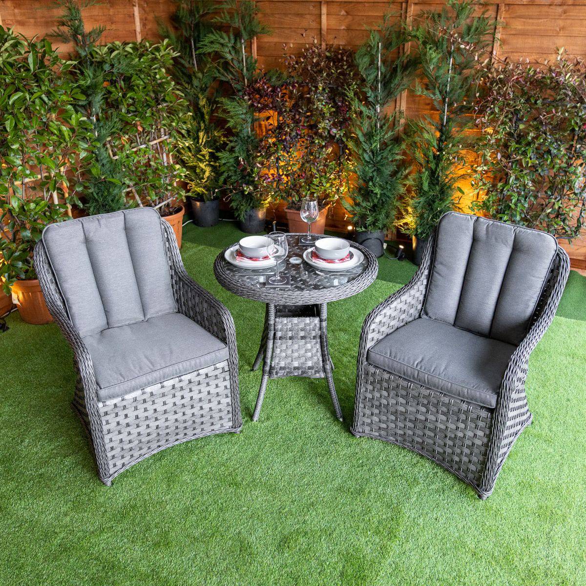 Serena Vienna Bistro Round Rattan Dining Table Set