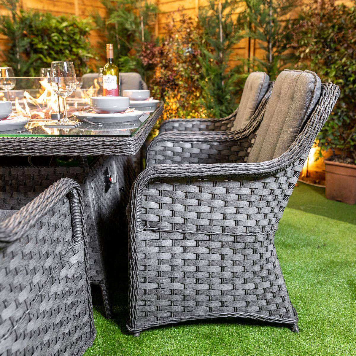 Serena Vienna Rectangular 6 Seater Outdoor Furniture with Fire Pit