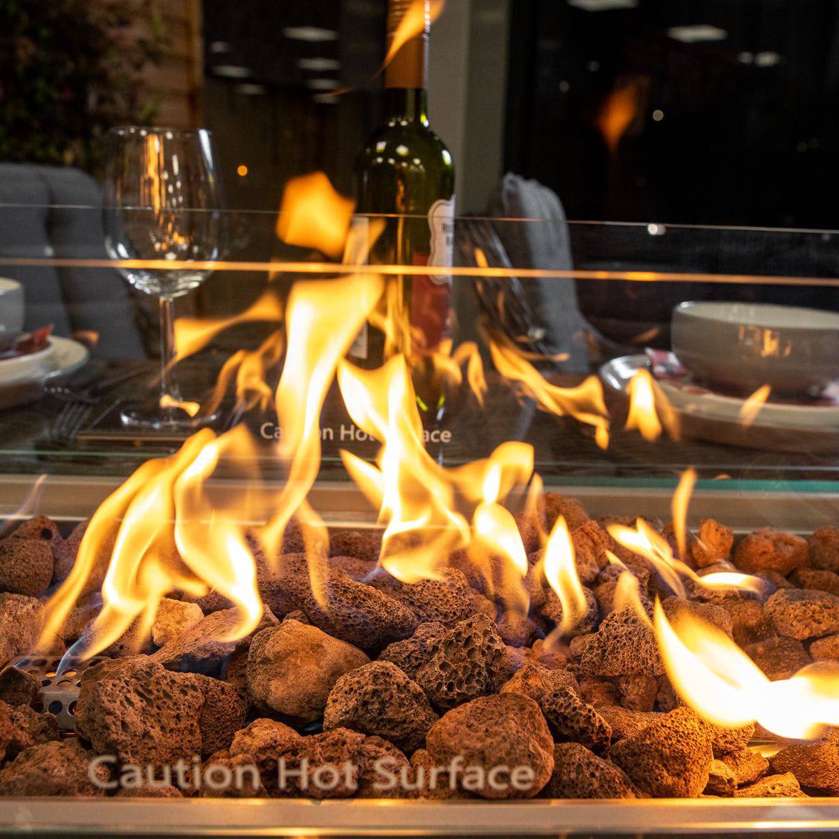 Serena Vienna Rectangular 6 Seater Fire Pit Outdoor Dining Set