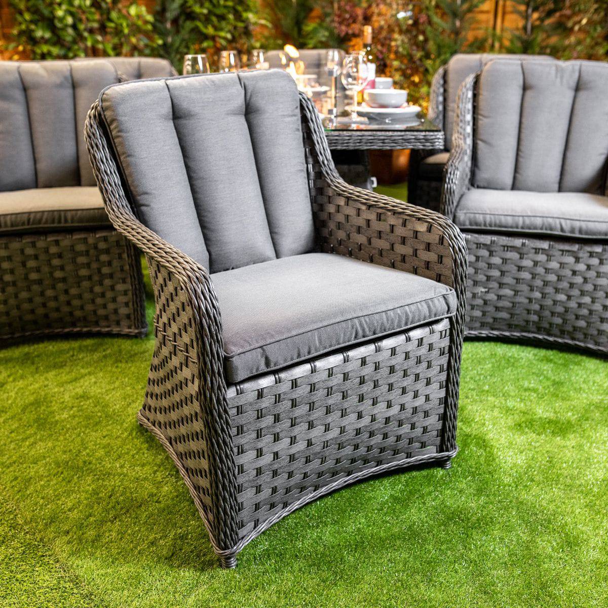 Serena Vienna Rectangular 6 Seater Rattan Garden Furniture with Fire Pit