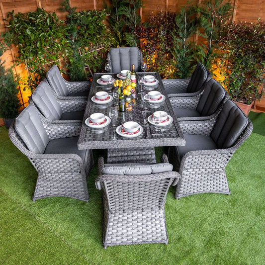 Serena Rattan Vienna Rectangular 8 Seat Dining Set