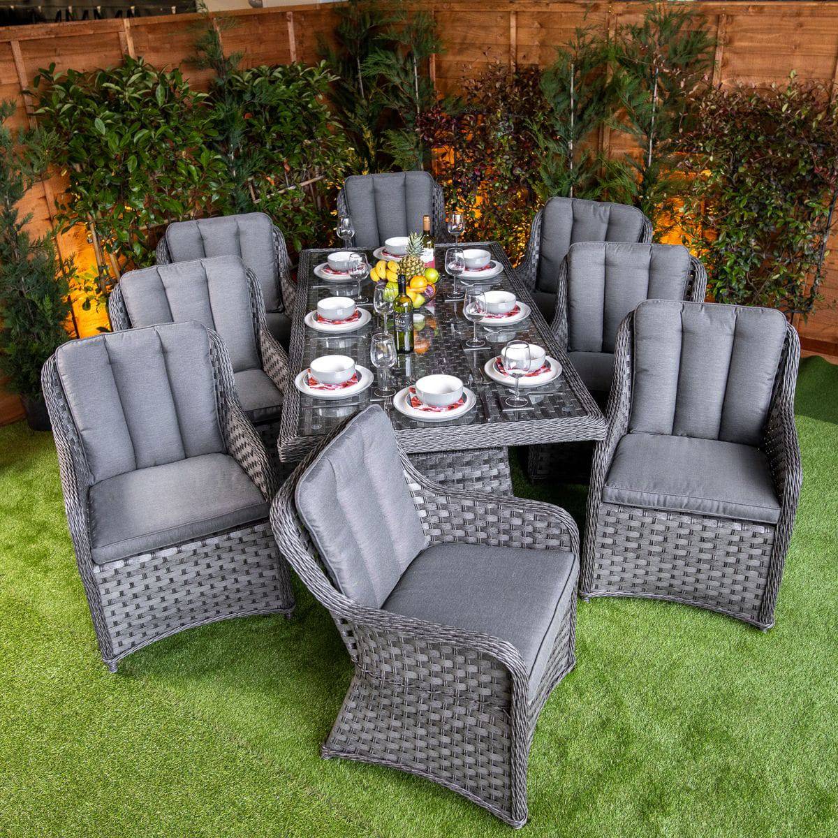 Serena Rattan Vienna Rectangular 8 Seat Dining Set