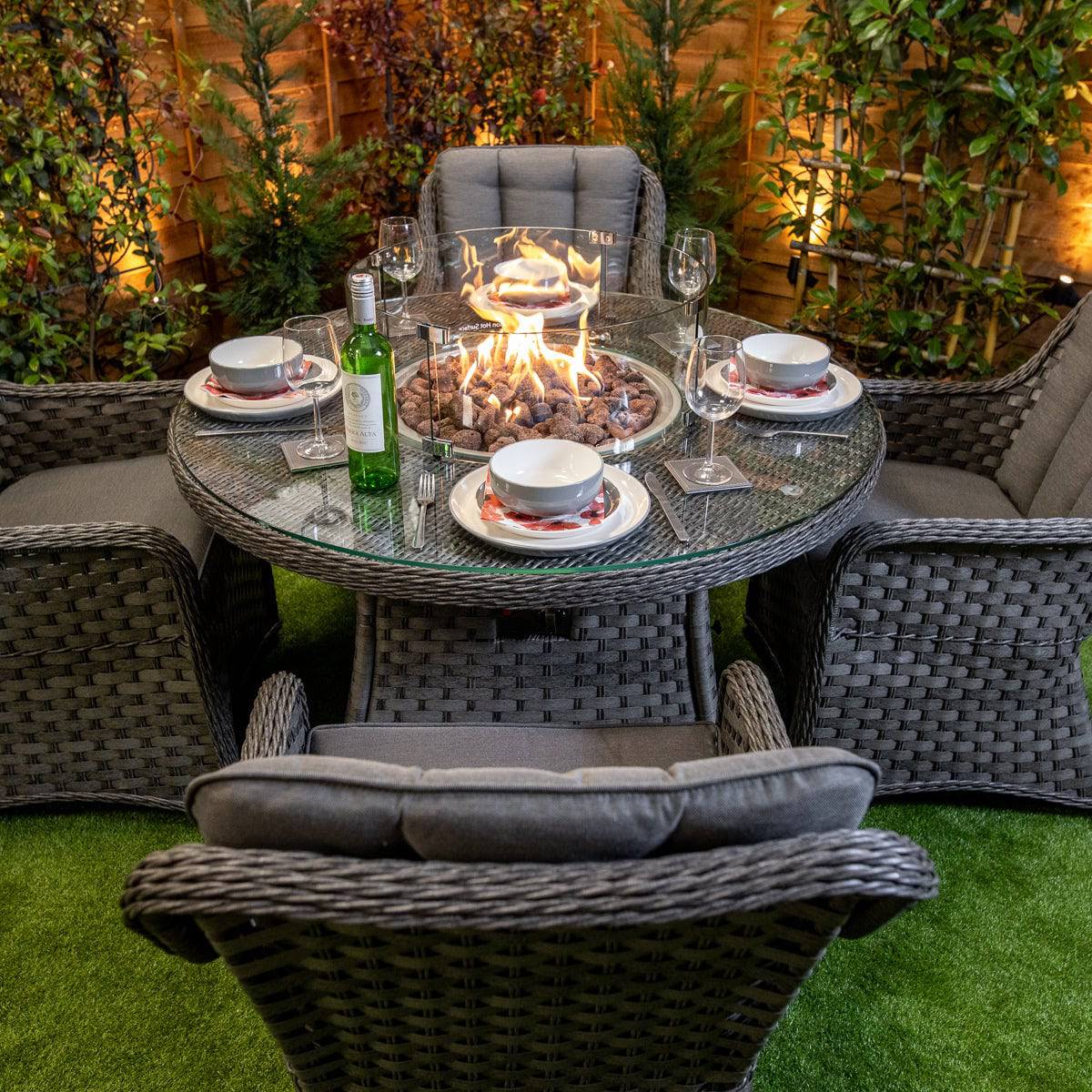 Serena Vienna Round 4 Seater Fire Pit Outdoor Dining Set