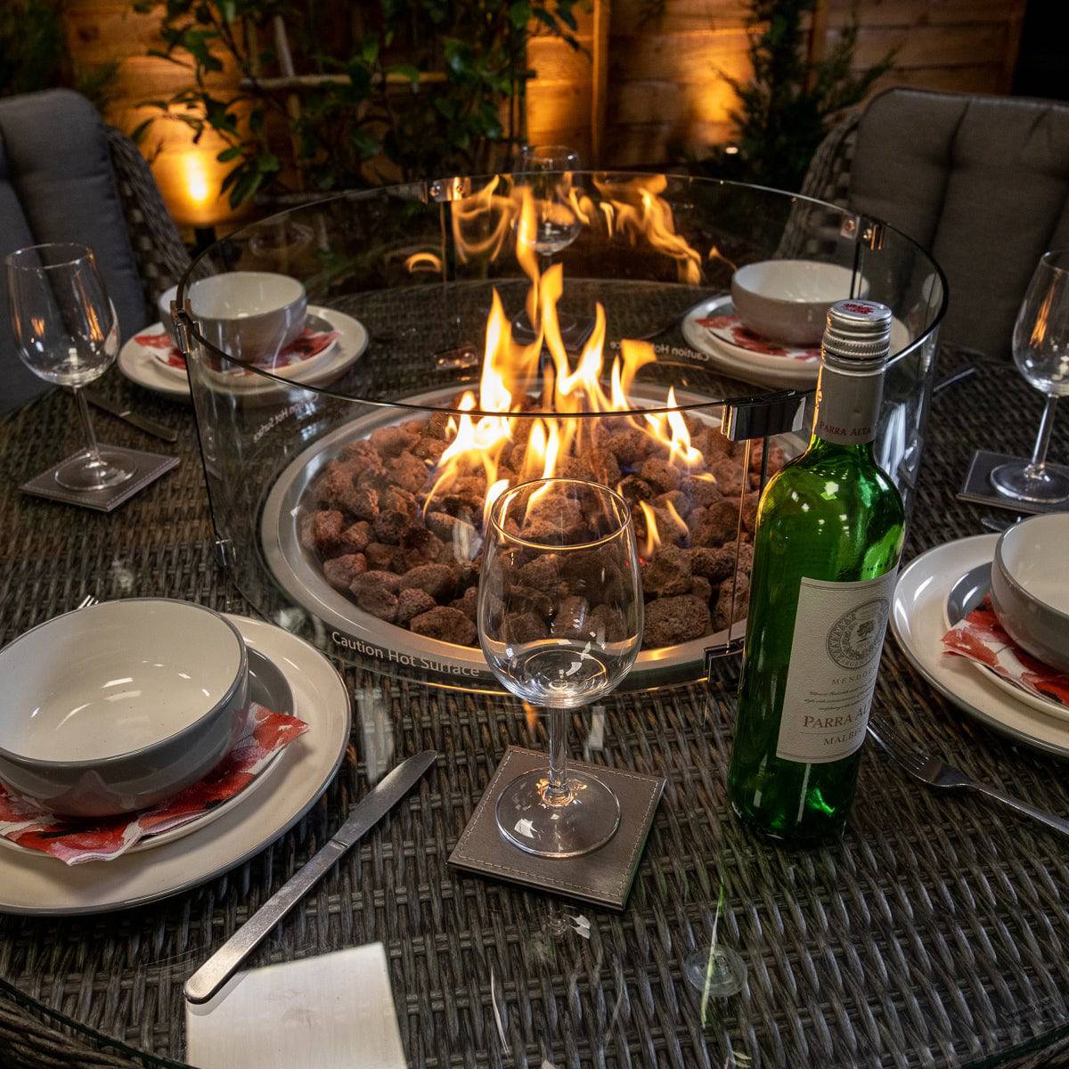 Serena Vienna Round 4 Seater Outdoor Furniture with Fire Pit