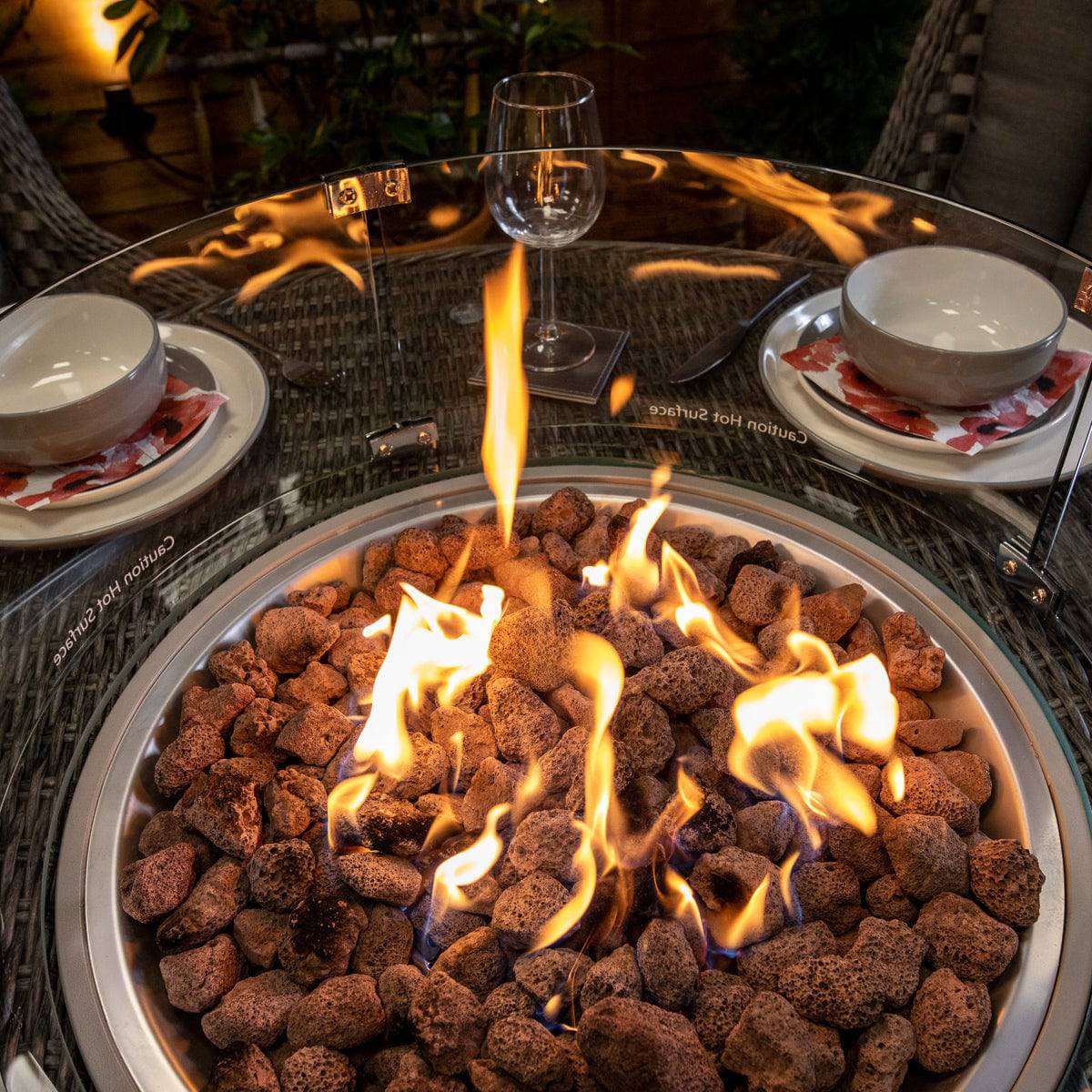 Serena Vienna Round 4 Seater Rattan Furniture with Fire Pit