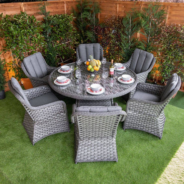 Serena Rattan Vienna Round 6 Seater Garden Dining Set