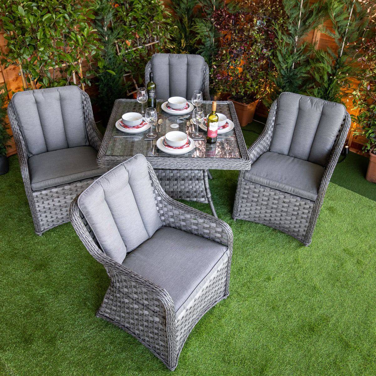 Serena Rattan Vienna Square 4 Seater Garden Dining Set