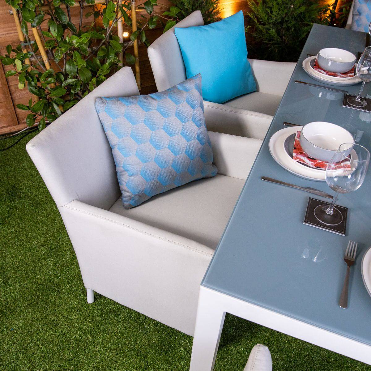 Sunbrella 6 Seat Rectangle Dining Set - White