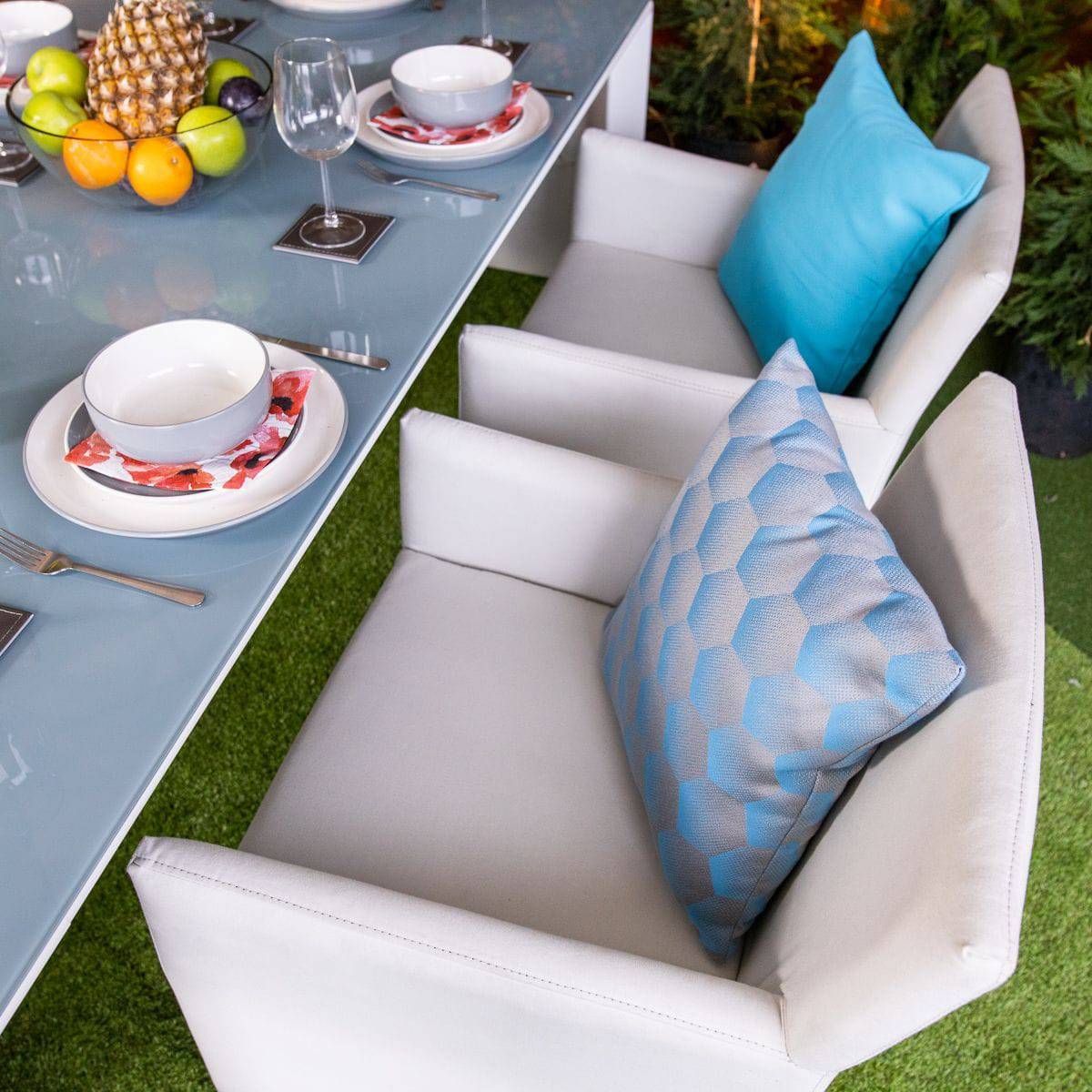 Sunbrella 6 Seat Rectangle Dining Set - White