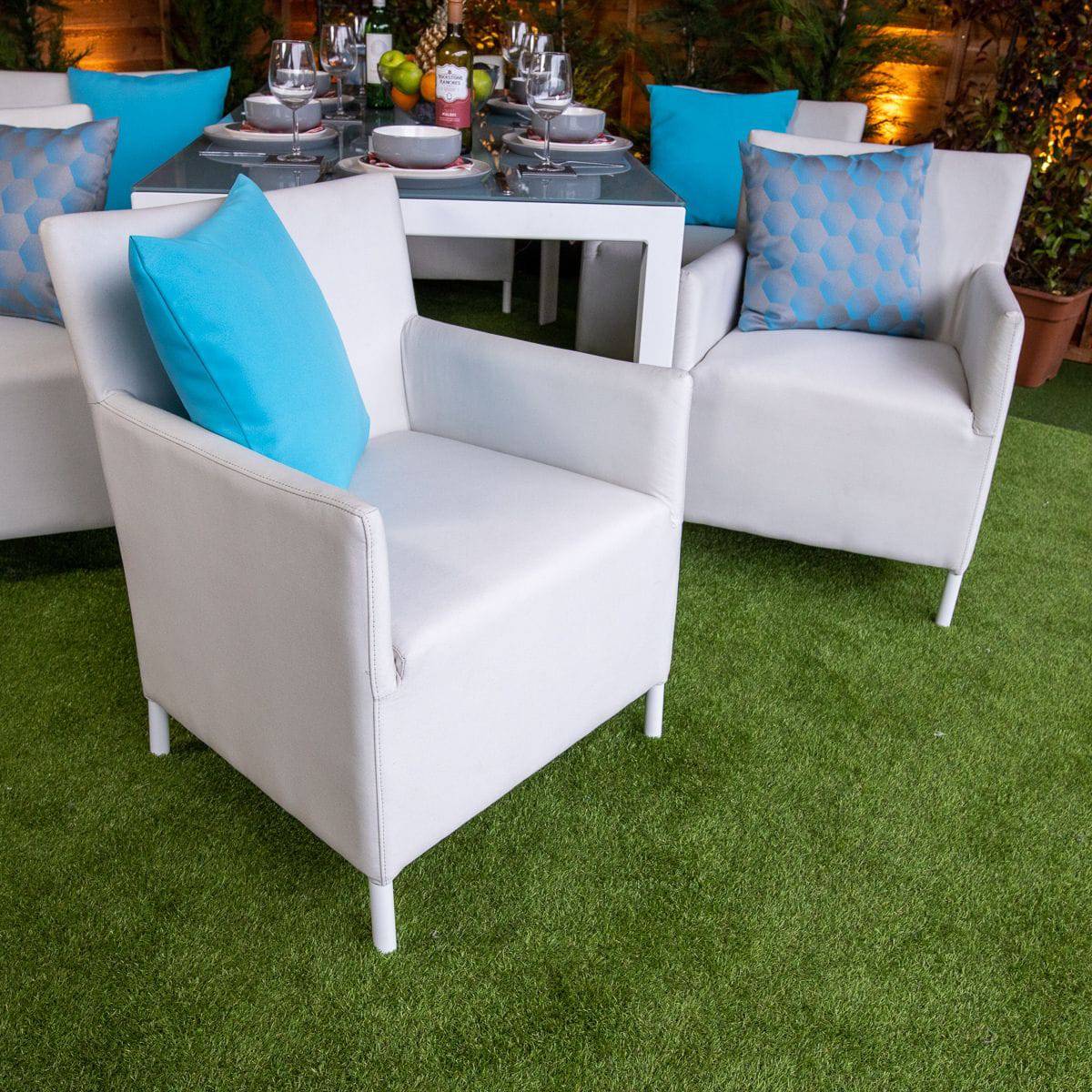 Sunbrella 6 Seat Rectangle Dining Set - White