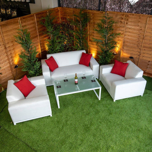 Sunbrella Bali 4 Piece Coffee Table Set - White