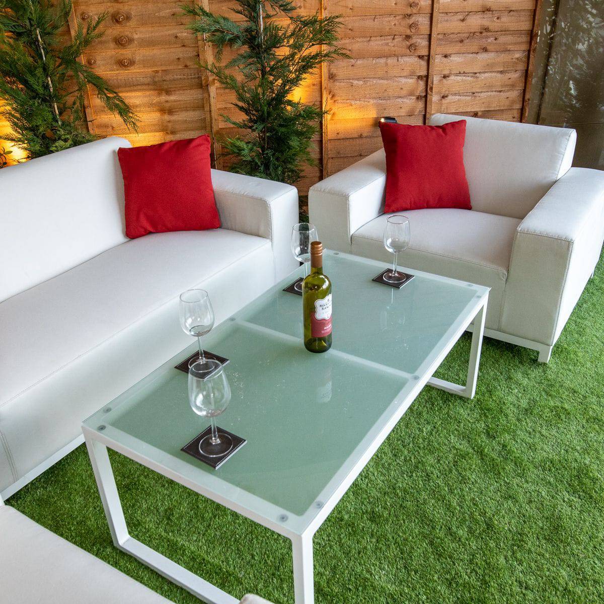 Sunbrella Bali 4 Seat 4 Piece Sofa Set With Coffee Table - White