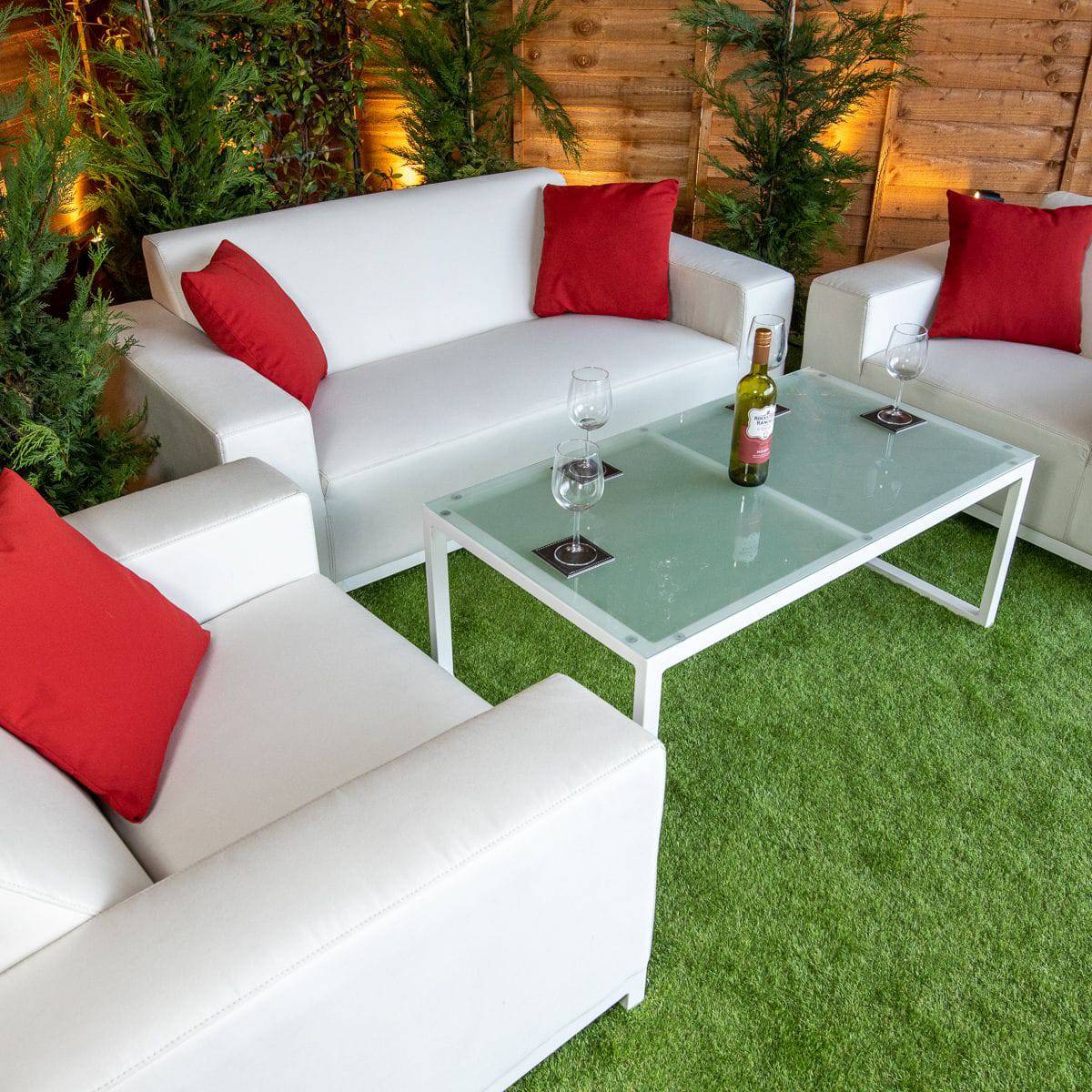 Sunbrella Bali 4 Seat 4 Piece Sofa Set With Coffee Table - White