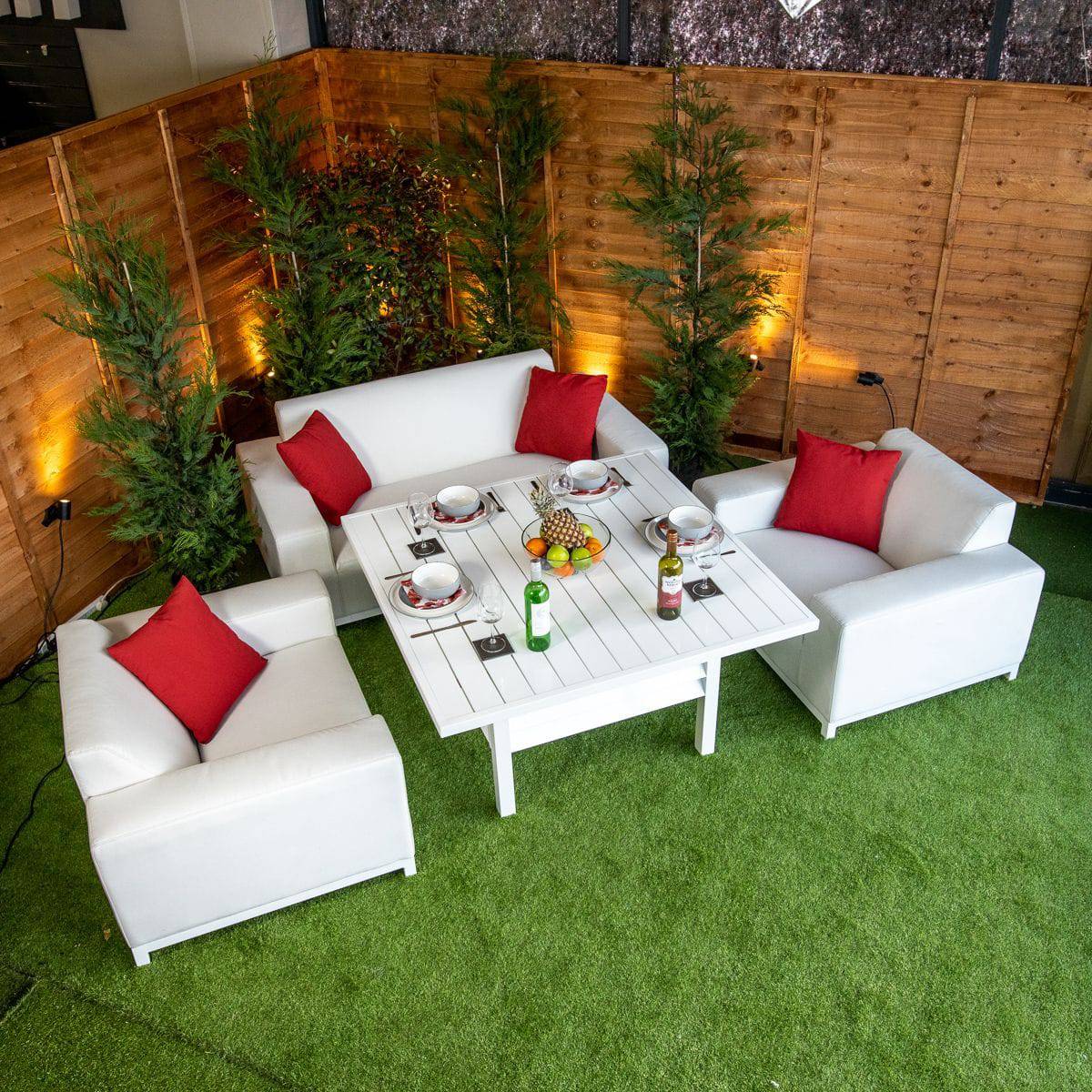 Sunbrella Bali 4 Seat 4 Piece Sofa Set With Coffee Table - White