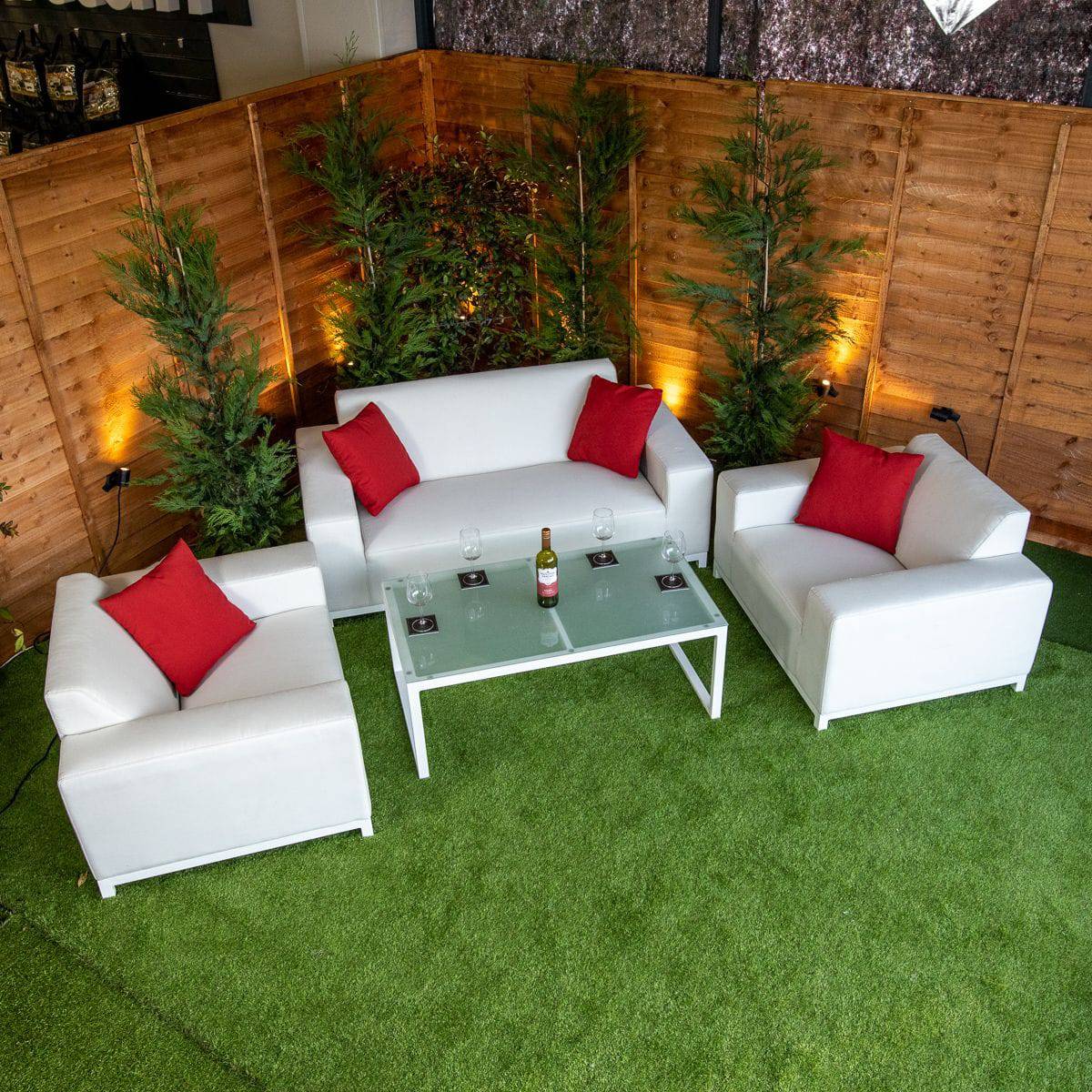 Sunbrella Bali 4 Seat 4 Piece Sofa Set With Coffee Table - White