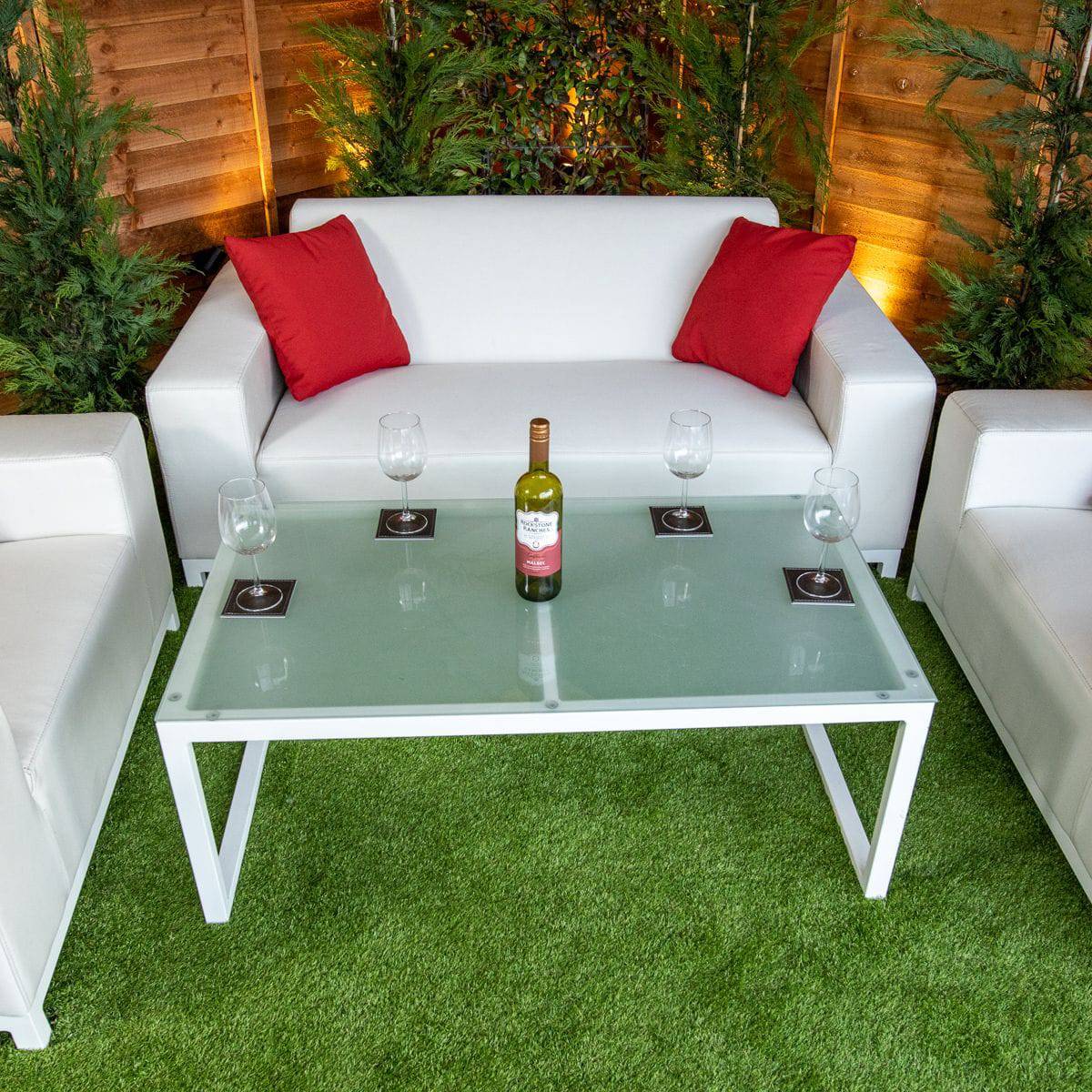 Sunbrella Bali 4 Seat 4 Piece Sofa Set With Coffee Table - White
