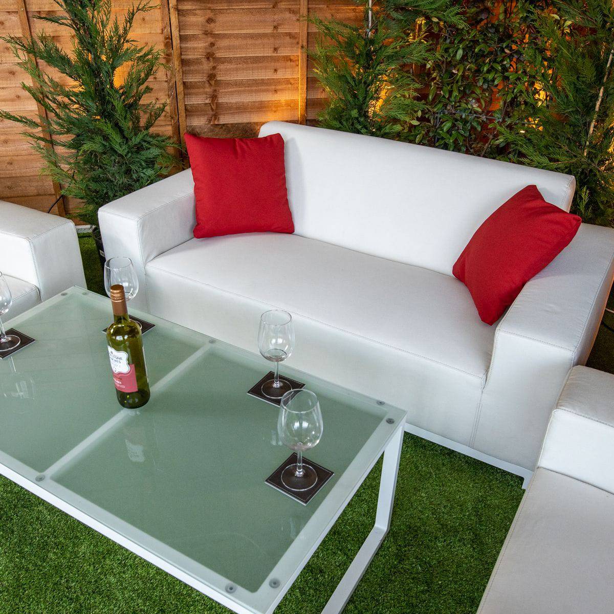 Sunbrella Bali 4 Seat 4 Piece Sofa Set With Coffee Table - White