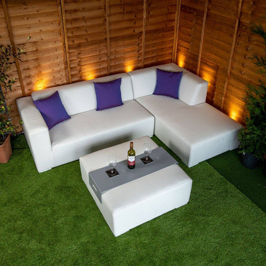 Sunbrella Milan Chaise Longue with Footstool - White