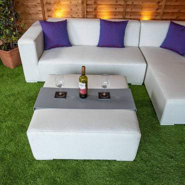 Sunbrella Milan Chaise Longue with Footstool - White