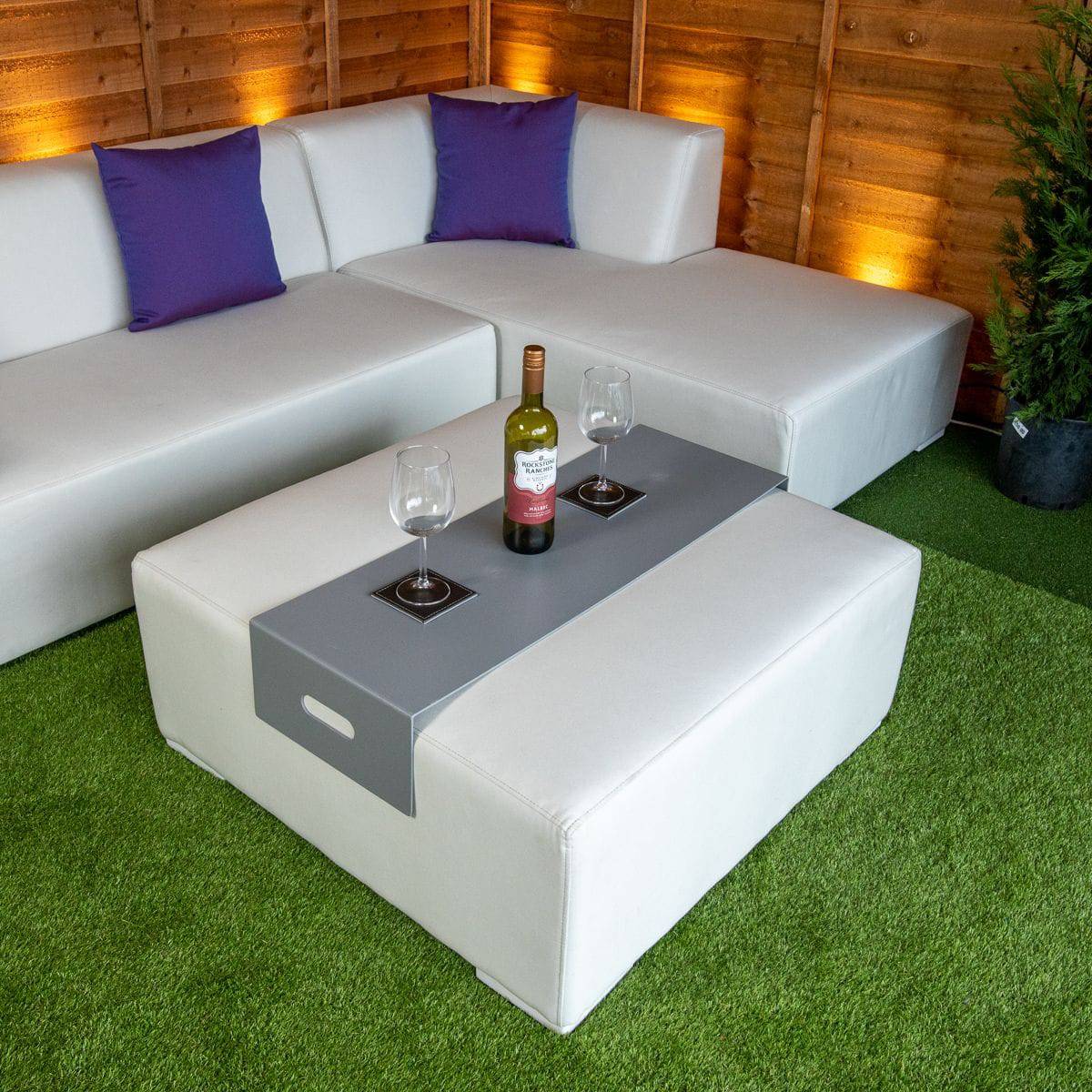 Sunbrella Milan Chaise Longue with Footstool - White