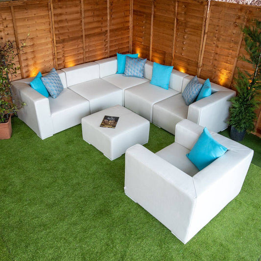 SUNBRELLA MODULAR CORNER COFFEE TABLE SET - WHITE