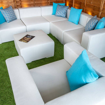 SUNBRELLA MODULAR CORNER COFFEE TABLE SET - WHITE