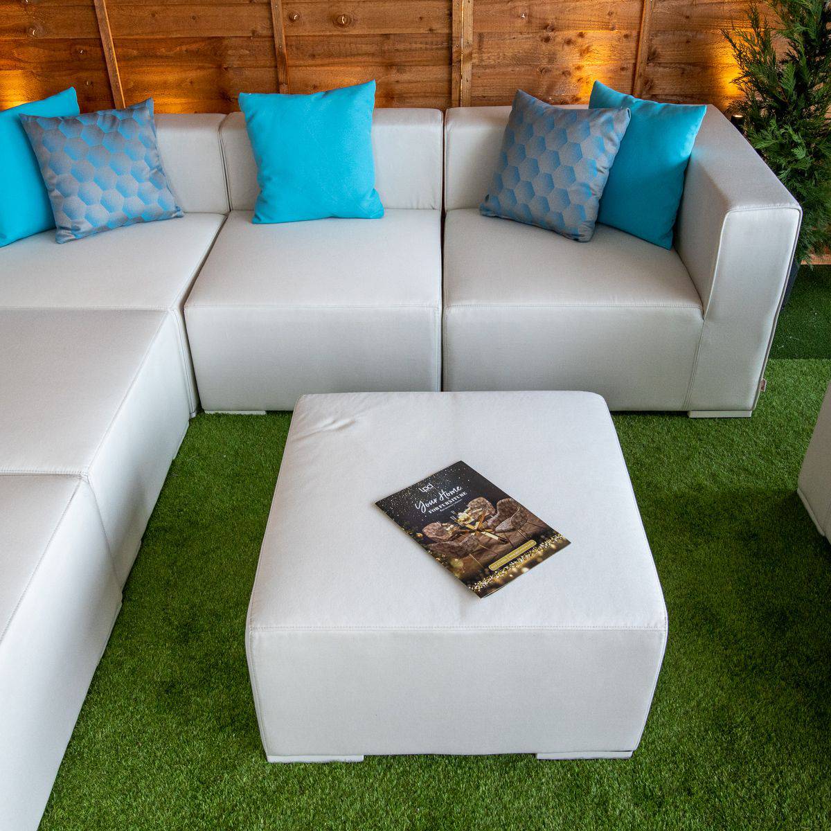 SUNBRELLA MODULAR CORNER COFFEE TABLE SET - WHITE