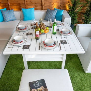 Sunbrella Modular Corner Sofa Dining Set - White