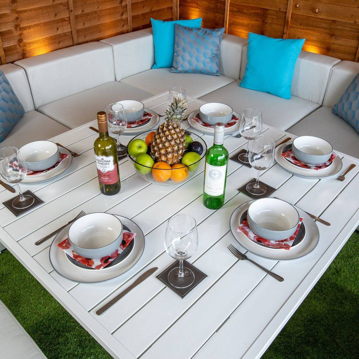 Sunbrella Modular Corner Sofa Dining Set - White