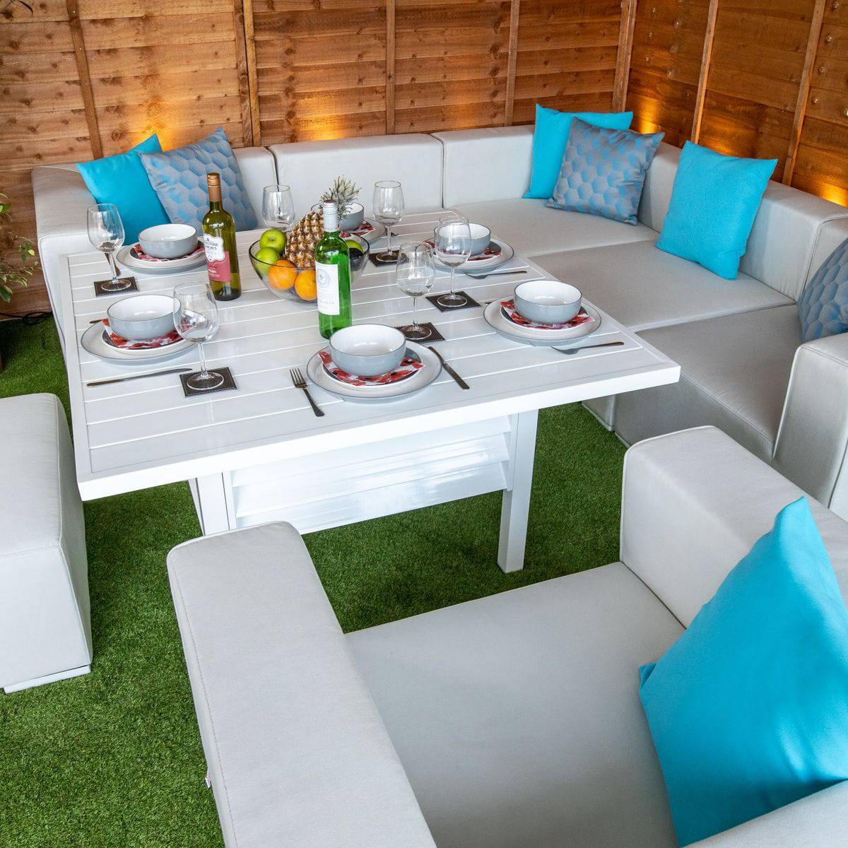 Sunbrella Modular Corner Sofa Dining Set - White