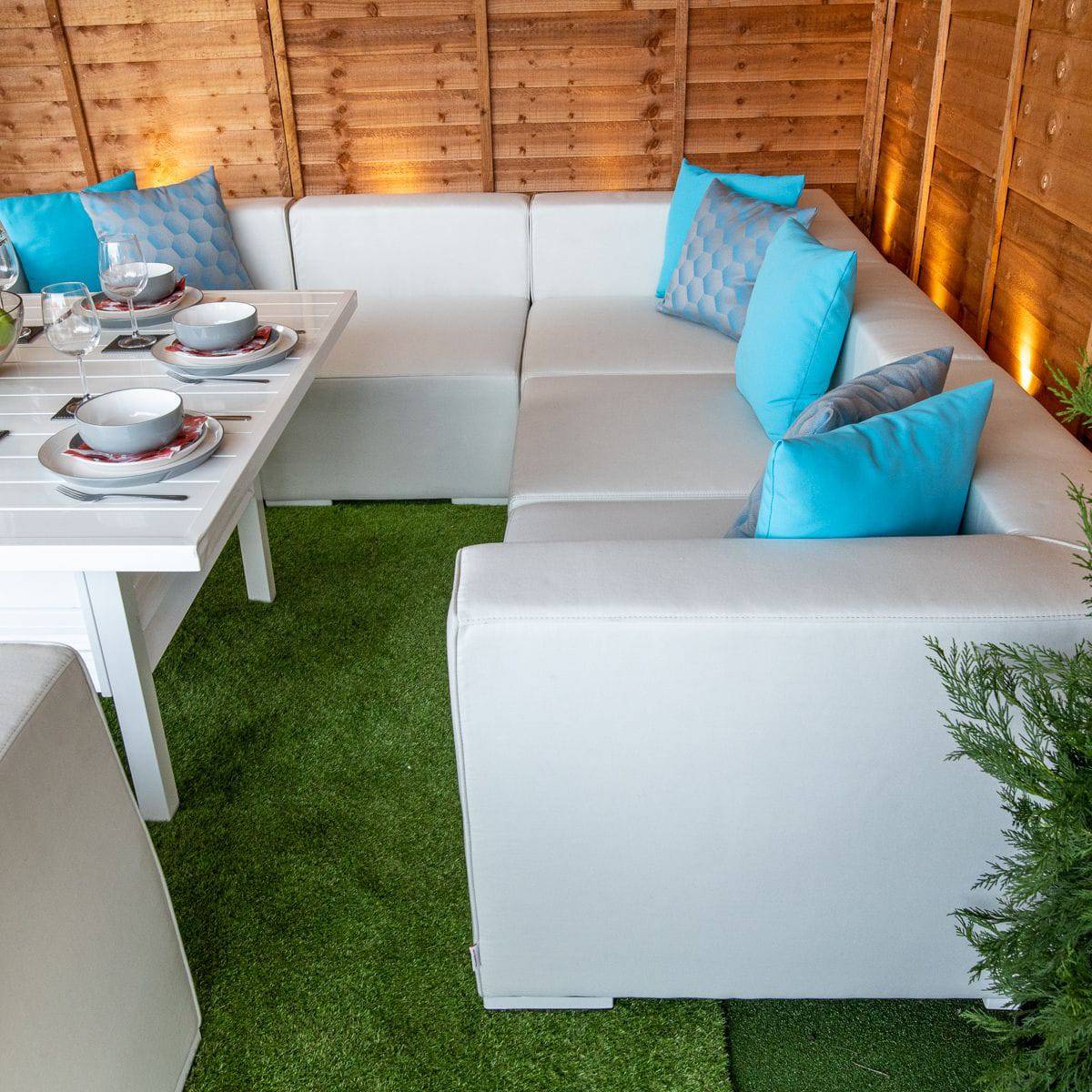 Sunbrella Modular Corner Sofa Dining Set - White