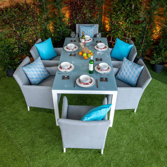 SUNBRELLA RECTANGLE 6 SEAT DINING SET - GREY