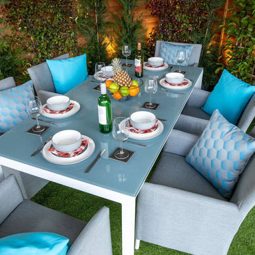 SUNBRELLA RECTANGLE 6 SEAT DINING SET - GREY