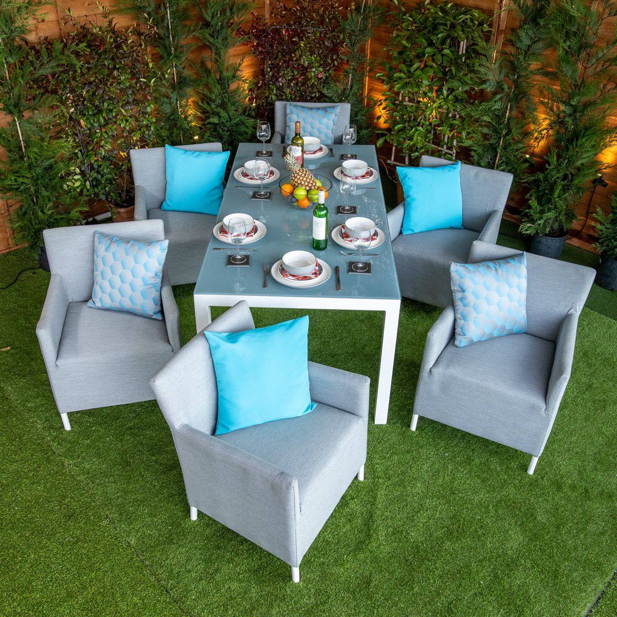SUNBRELLA RECTANGLE 6 SEAT DINING SET - GREY