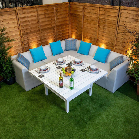 Sunbrella Venice Corner Dining Set - White