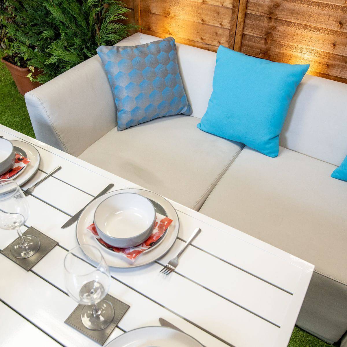 Sunbrella Venice Corner Dining Set - White
