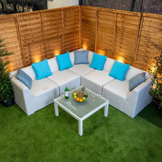 Sunbrella Venice Corner Sofa Set with Table - White