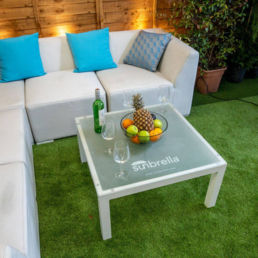 Sunbrella Venice Corner Sofa Set with Table - White