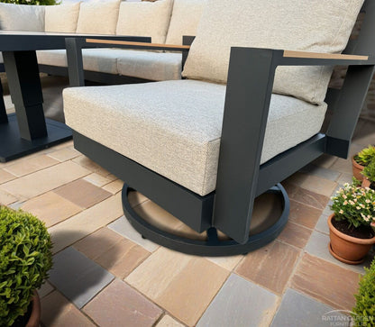Palermo Aluminium Corner Dining Set with Swivel Chair and Rising Table