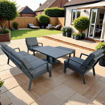 Siena Aluminium 5 seat sofa set set with rising table