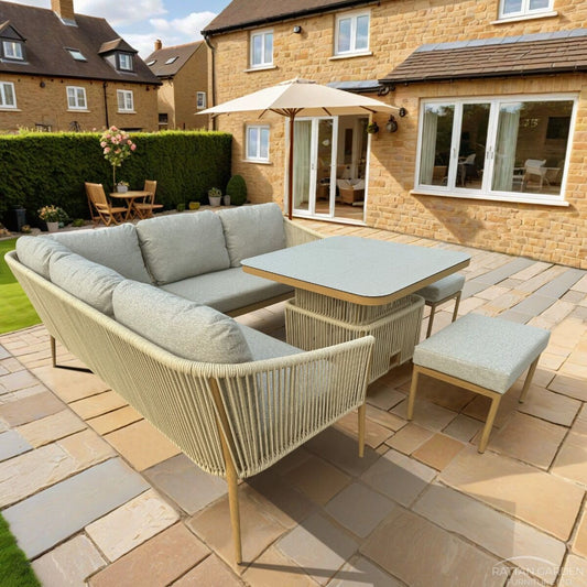 Genoa Rope Corner Garden Sofa With rising table