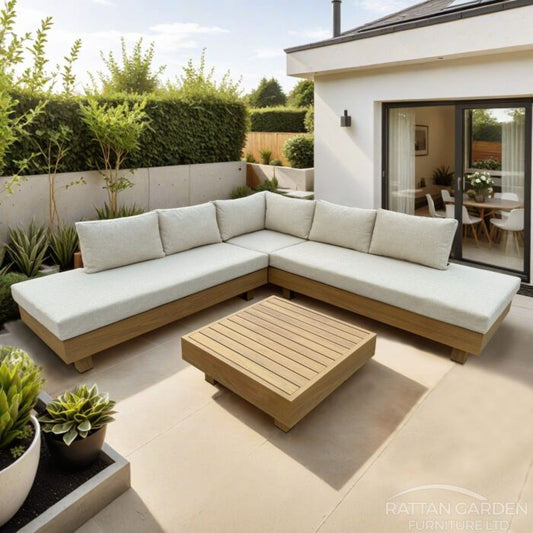 Sorrento Aluminium (Teak Look) Corner Sofa Set – 2026 New Arrival