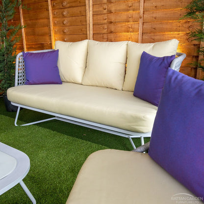 Oasis Silver 4 Seat Dining Sofa Set With Cream Cushions