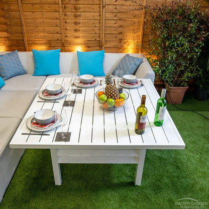 Sunbrella Venice Rattan Corner Dining Set - White