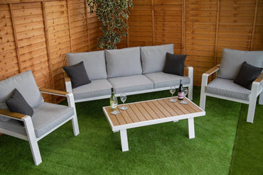 Aluminium Chloe 5 Seat 4 Piece Set With Coffee Table - Garden Furniture Hub Essex